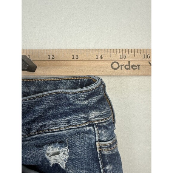 American Eagle Hi-Rise Shortie Denim Shorts Size 10 Distressed Frayed Hem - Picture 5 of 8